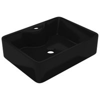 Ceramiczna umywalka z otworem na kran, prostokątna, czarna