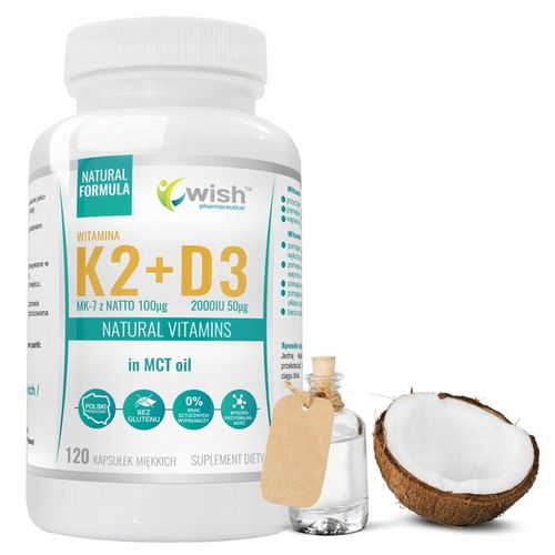 Witamina K2 MK7 100mcg D3 50mcg OLEJ MCT 120caps na Arena.pl