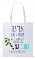 Dla Barmana Bartender Torba Eco Biała Shopper Z Nadrukiem Ze Zdjęciem