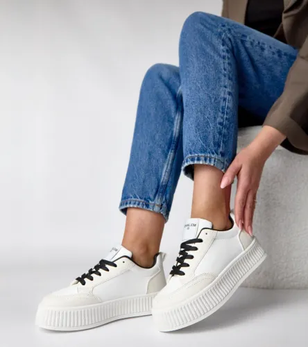 Biało-Czarne sneakersy na platformie Solange 41 na Arena.pl