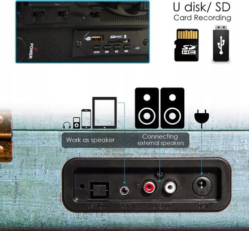 Gramofon Miric TT-4 Vintage Bluetooth RCA HIT! na Arena.pl