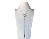 Piękny naszyjnik stal chirurgiczna Serce białe cyrkonie kolor srebrny