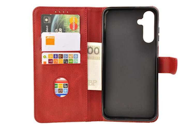 Etui portfel Wallet do Samsung Galaxy A15 4G / A15 5G czerwony zdjęcie 3