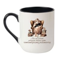 KUBEK "JUŻ NIE JESTEM JEBANYM LENIEM TYLKO ROMANTYCZNĄ JESIENIARĄ" Wzór - Elegant Coffee Czarny 330 ml