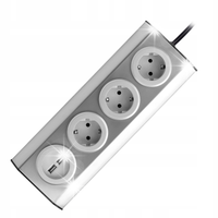 GNIAZDO MEBLOWE KUCHENNE RZEPY VIRONE FS-4(GS) ORNO 3x2P+Z USB 1.5m SCHUKO