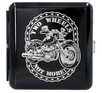 Czarna Papierośnica z Gotowym Grawerem Motocykla