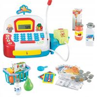 DUŻA Interaktywna Kasa Sklepowa Koszyk Produkty SKANER MIKROFON BILON KARTY