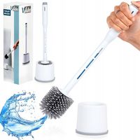 Szczotka SILIKONOWA toaletowa WC z dozownikiem płynu biała łazienkowa