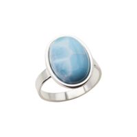 Pierścionek regulowany - owalny Larimar 14x10 mm w srebrze