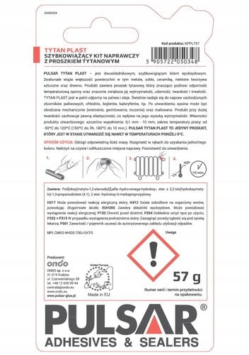 KLEJ EPOKSYDOWY DO METALU KIT NAPRAWCZY PULSAR TYTANPLAST 57 g na Arena.pl
