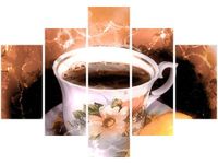 70 100CM OBRAZ 5 ELEM FILIŻANKA KAWY DRUK PŁÓTNO