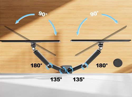 Regulowany PODWÓJNY Uchwyt Biurkowy do Monitora WIESZAK DWA Monitory 13-32" na Arena.pl