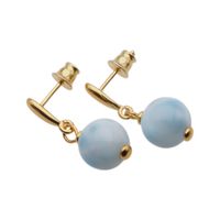 Kolczyki - Larimar kulka w srebrze zloconym