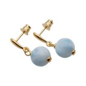 Kolczyki - Larimar kulka w srebrze zloconym