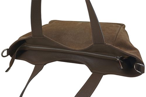 Torebka damska zamszowa typu worek - Beżowa ciemna na Arena.pl