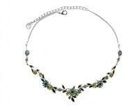 kolia delikatne, zielone kwiatuszki z kryształkami z kolekcji blossom