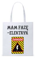Dla Elektryka Na Prezent Torba Eco Biała Shopper Z Nadrukiem Ze Zdjęciem
