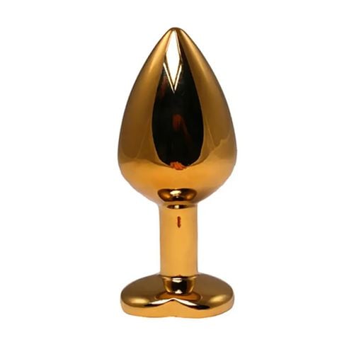 gold medium heart-shaped butt plug with pink crystal na Arena.pl