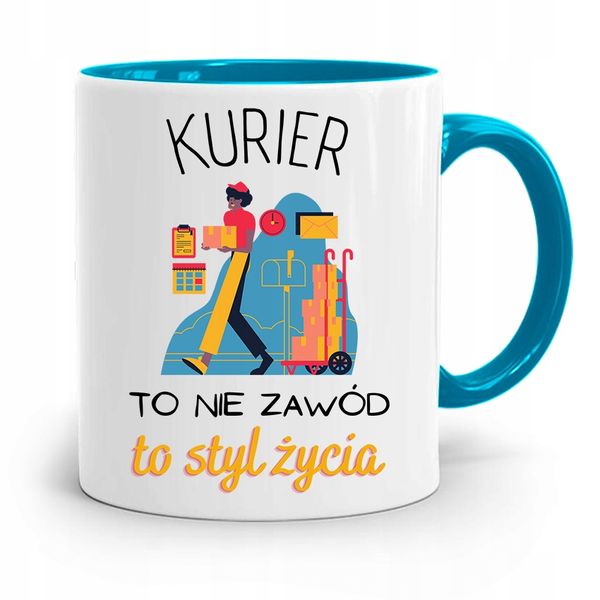 Kubek Błękitny Dla Kuriera To Styl Życia Prezent Z Nadrukiem Ze Zdjęciem zdjęcie 1