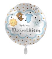 Balon foliowy "Będziesz dziadkiem" okrągły, 43 cm