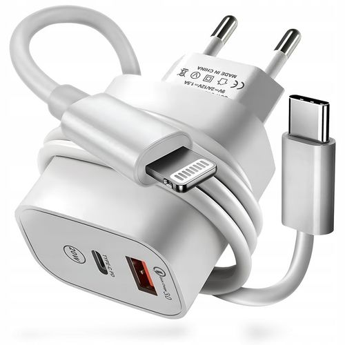 ZESTAW | SZYBKA ŁADOWARKA DO iPhone SIECIOWA USB TYPE-C + KABEL | 3000mA na Arena.pl