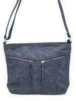 Paola Bags - torebka worek dwie kieszonki na zamek granatowy 5578-121