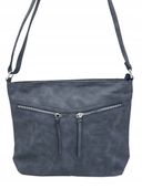 Paola Bags - torebka worek dwie kieszonki na zamek granatowy 5578-121