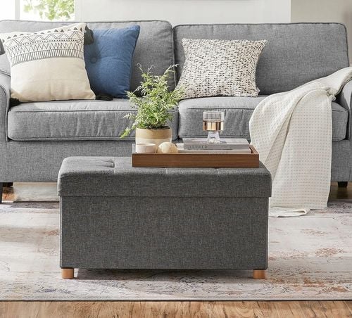 Ławka ZE SCHOWKIEM do siedzenia 76 x 40 x 38 PUFA podnóżek TABORET na Arena.pl