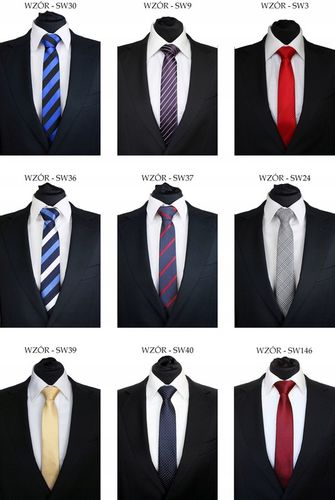 KRAWAT ŚLEDŹ ŚLEDZIK WĄSKI 6 cm - DUŻO WZORÓW na Arena.pl