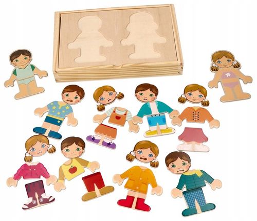 Drewniane klocki magnetyczne dla dzieci Ubieranka Adamtoys sklep zabawki na Arena.pl