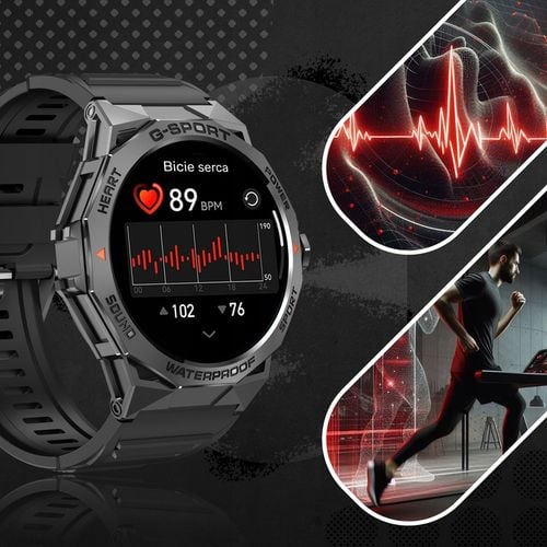 SMARTWATCH ZEGAREK MĘSKI MENU PL SPORT PULS ROZMOWY SMART WATCH na Arena.pl