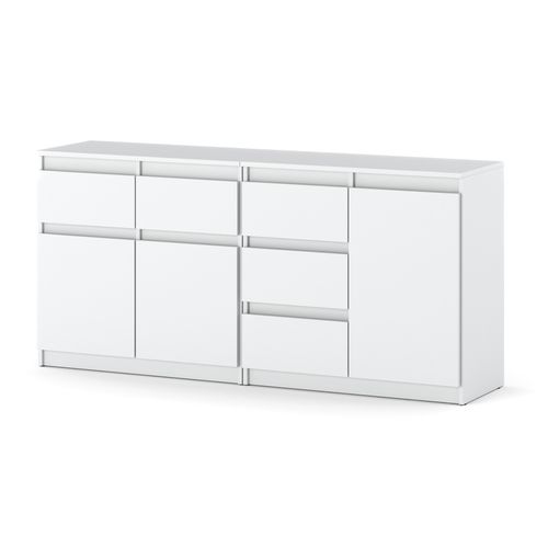 Komoda Biała Mat Z 5 Szufladami Pojemna Szafka Do Salonu 160cm Nowoczesna na Arena.pl