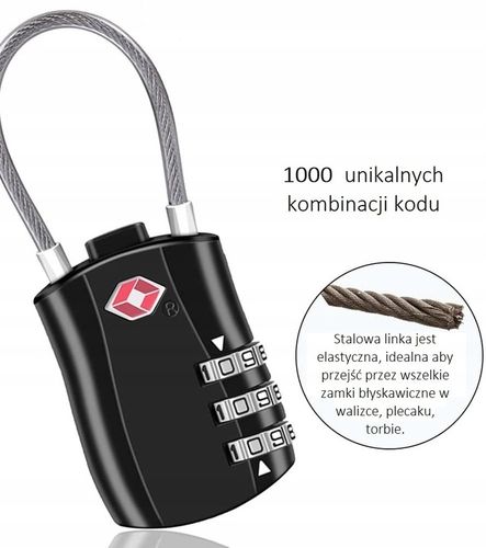 2x KŁÓDKA TSA SYSTEM NA SZYFR DO WALIZKI BAGAŻU Z LINKĄ ZABEZPIECZENIE na Arena.pl