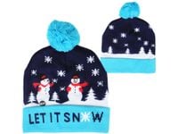 Czapka zimowa led świąteczna święta świeci ciepła wzór 3 bałwany