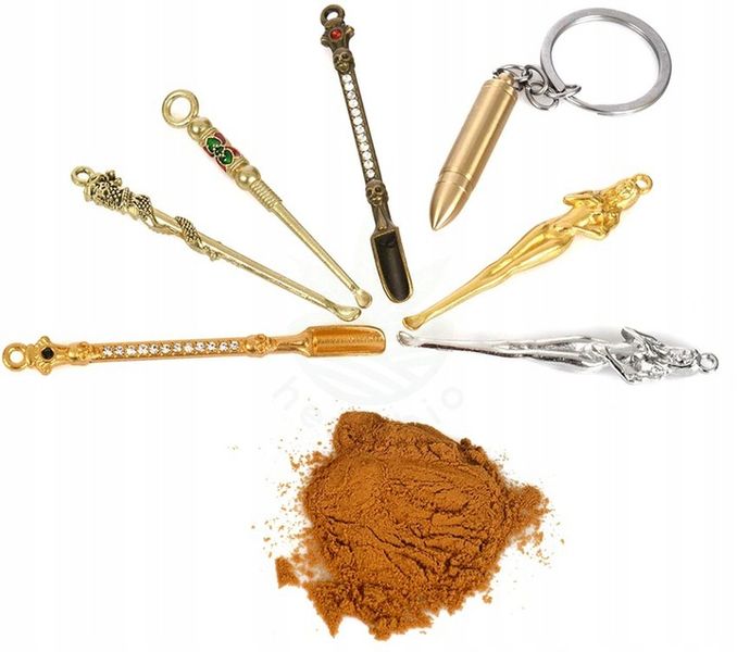 NABÓJ Z ŁYŻECZKĄ I SCHOWKIEM wisiorek brelok do proszków ekstraktów tabaki zdjęcie 5