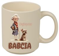 KUBEK Z NADRUKIEM PREZENT DZIEŃ BABCI URODZINY BABCIA IMIENINY BEŻOWY MAT