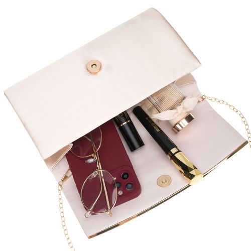 beżowa kopertówka damska wykonana z tkaniny syntetycznej z wewnętrzną na Arena.pl