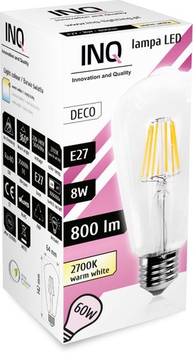 Żarówka LED INQ 8W ST64  E27 827 EDISON na Arena.pl