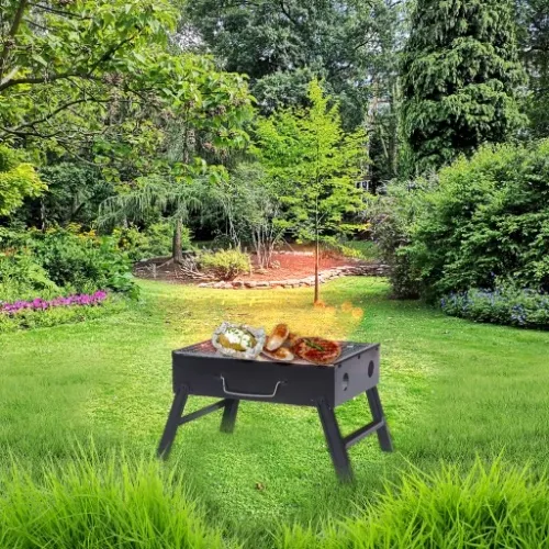 GRILL TURYSTYCZNY PRZENOŚNY SKŁADANY WĘGLOWY KEMPINGOWY METALOWY WALIZKA na Arena.pl