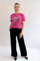 Fuksja Koszulka z Aplikacją i Cyrkoniami Dziewczyna L