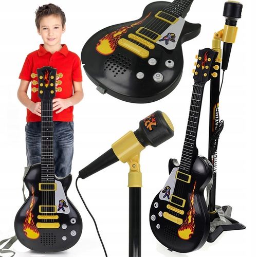 Gitara DLA DZIECI Elektryczna Na Baterie + Mikrofon Na Statywie + 6 melodii na Arena.pl