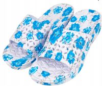 KLAPKI BASENOWE PIANKA niebieskie kwiatki r.37 LEKKIE PLAŻOWE DOMOWE
