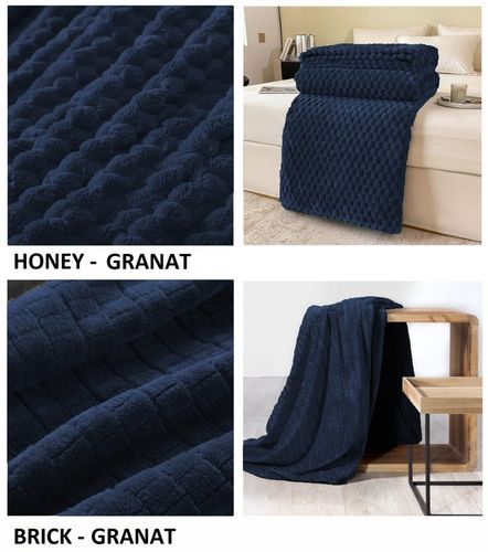 GRUBY CIEPŁY MIĘKKI KOC WYTŁACZANY 160x200cm PLED NARZUTA WZORY KOLORY na Arena.pl