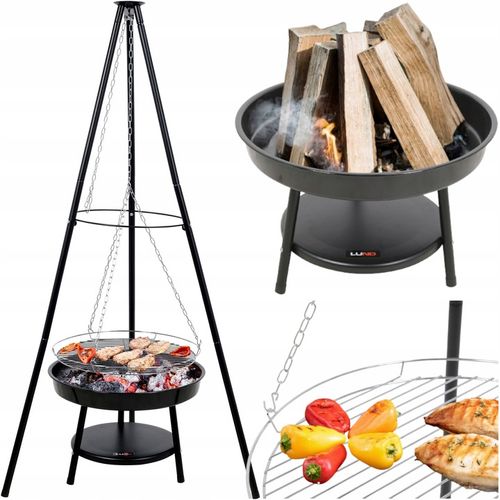 GRILL OGRODOWY WĘGLOWY OKRĄGŁY PRZENOŚNY POKRYWA RUSZT + 4 x MATA BBQ na Arena.pl