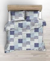 Pościel z kory 180x200 wzór granatowa morska kratka patchwork