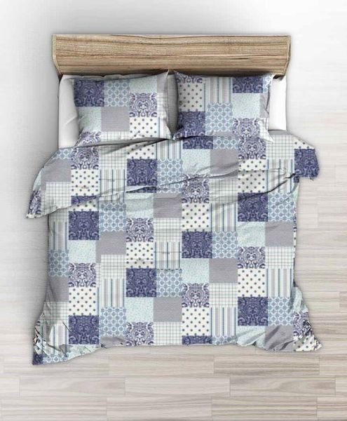 Pościel z kory 180x200 wzór granatowa morska kratka patchwork zdjęcie 1