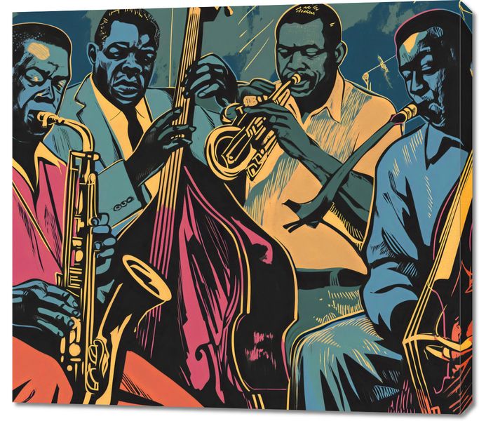 Obraz 100x90cm Jazzmani w Gazie zdjęcie 1