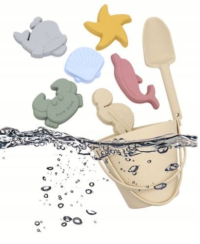SILIKONOWE ZABAWKI DO PIASKU MIĘKKIE DO WODY NA PLAŻĘ WIADERKO FOREMKI na Arena.pl