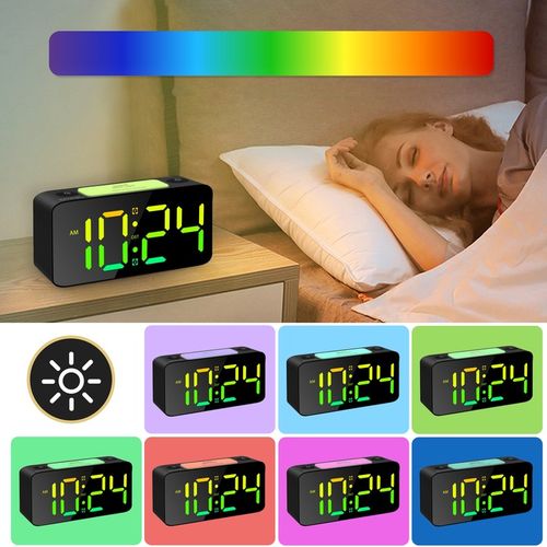 ELEKTRONICZNY BUDZIK LED ZEGAR STOŁOWY STOJĄCY RGB GŁOŚNY CZAS ALARM LAMPKA na Arena.pl