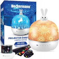 PROJEKTOR GWIAZD RZUTNIK LAMPKA NOCNA LED GŁOŚNIK KOŁYSANKA KRÓLIK 6 WZORÓW